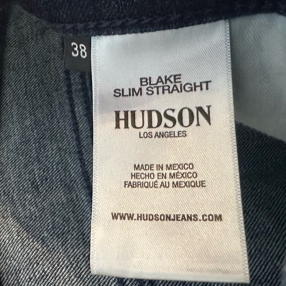 Mens Hudson Blake Slim Straight Premium Italian Fabric Size 38 Dark Wash - Picture 3 of 6
